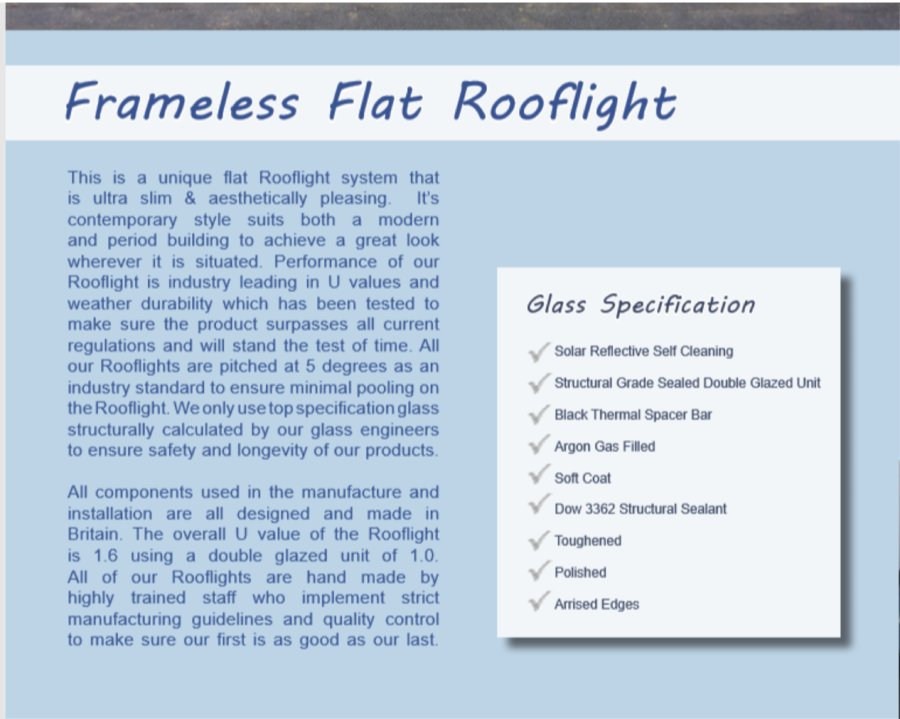 Frameless Flat Rooflight